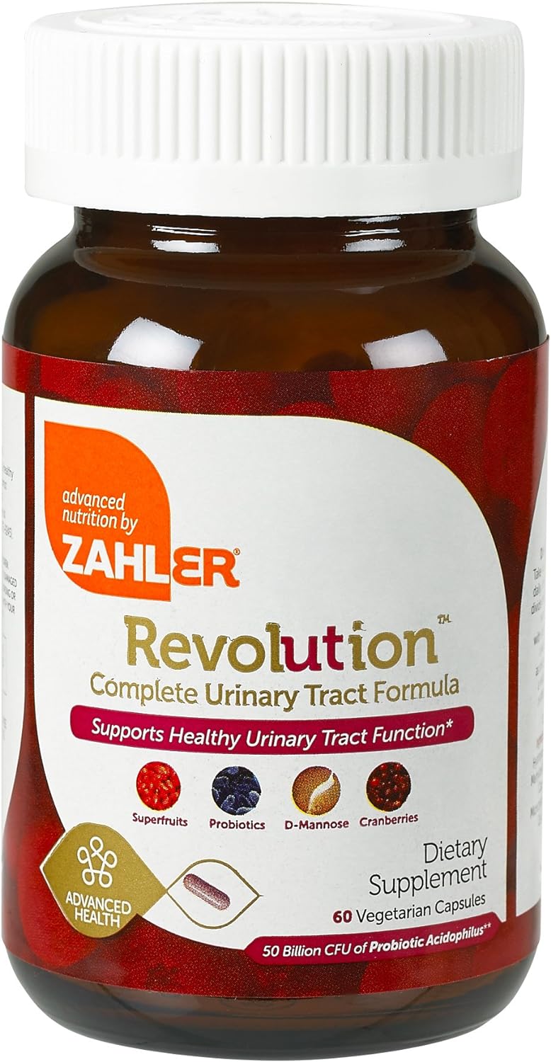 Zahler UTI Revolution, Urinary Tract and Bladder Health, All Natural Cranberry Concentrate Pills Fortified with D-Mannose and Probiotics, Certified Kosher, 60 Caps : Health & Household