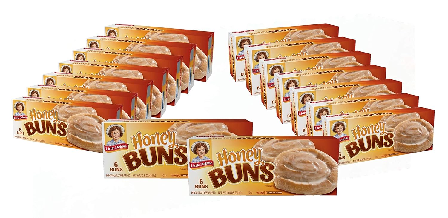 Little Debbie Honey Buns, Individually Wrapped Breakfast Pastries, 6 Count (Pack Of 16)