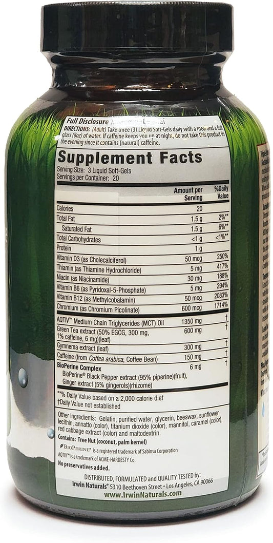 Irwin Naturals Triple-Strength Chromium Picolinate Metabolic Booster - 60 Liquid Soft-Gels - With Chromium, Green Tea & Gymnema - 20 Servings