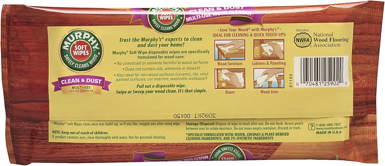 Murphy'S Oil Wet Disposable Soft Wipes, Large, 18 Count