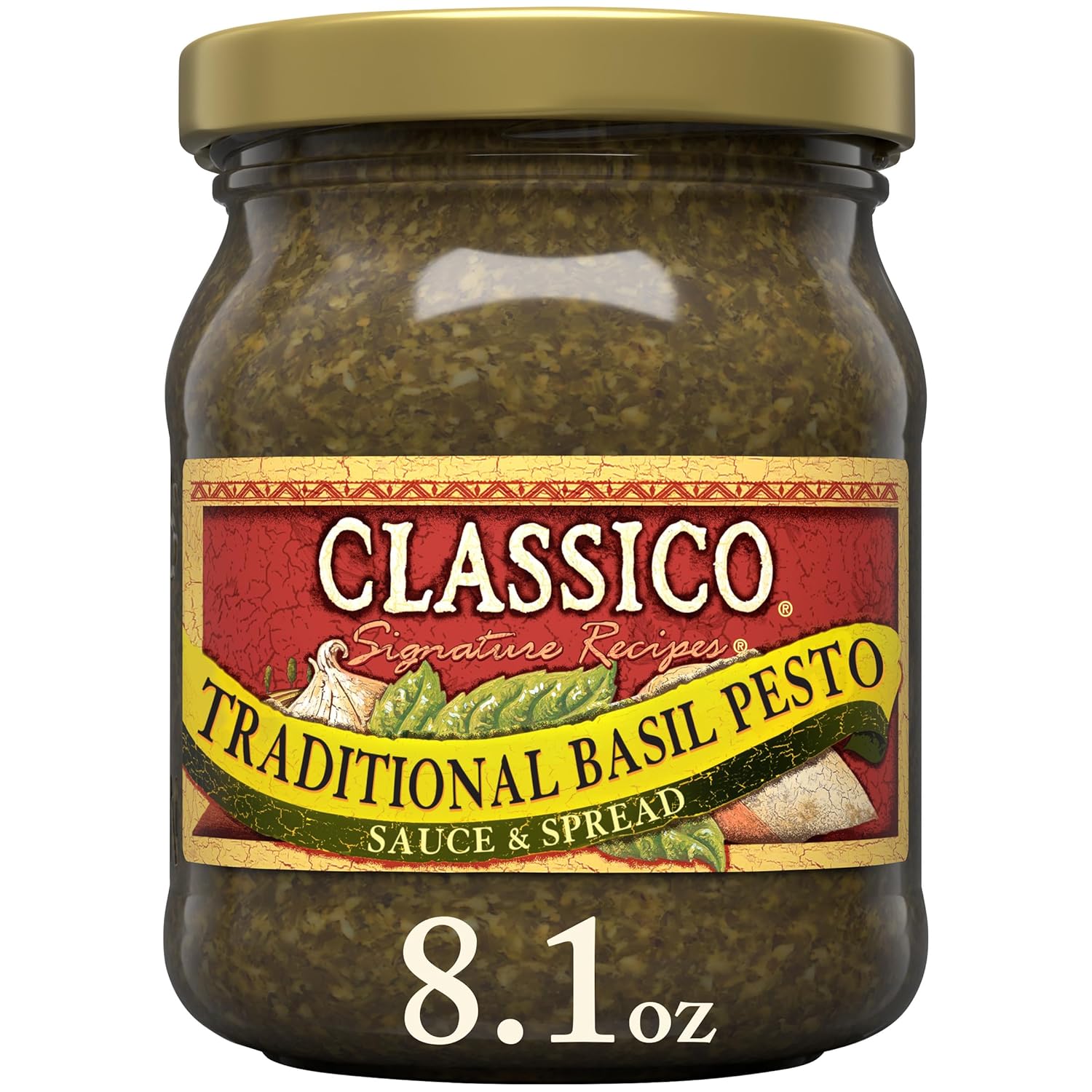 Classico Signature Recipes Traditional Basil Pesto Sauce & Spread, 8.1 Oz Jar