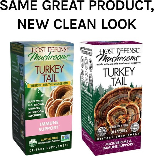 Host Defense, Turkey Tail Capsules, Natural Immune System and Digestive Support, Mushroom Supplement, Unavored, 60