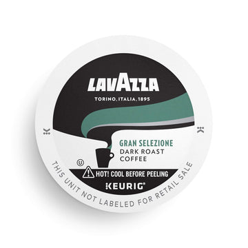 Lavazza Gran Selezione Single-Serve Coffee K-Cup Pods For Keurig Brewer, Dark Roast, 16 Count Box, Black, White