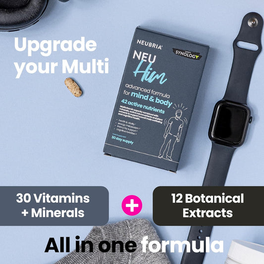 Neubria Neu Him Multivitamin For Men With Botanicals - 42 Active Nutrients, Vitamin D3, Zinc, Iron, Herbal Extracts, Cognitive Formula Ideal For Active Lifestyles – Uk Made, 30 Tablets