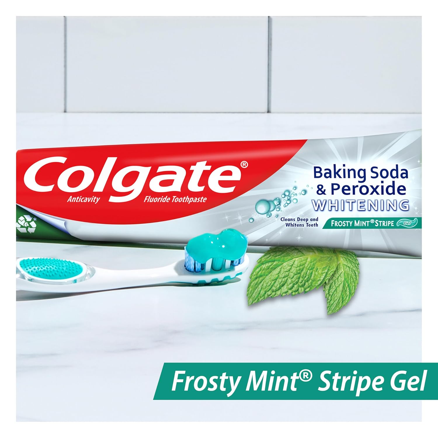 Colgate Baking Soda and Peroxide Toothpaste Gel, Whitening Baking Soda Toothpaste, Frosty Mint Flavor, Whitens Teeth, Fights Cavities and Removes Surface Stains for Whiter Teeth, 6 Pack, 6 Oz Tubes : Health & Household