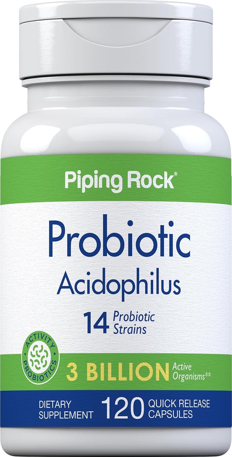 Piping Rock Probiotic Acidophilus 14 Strains 3 Billion Organisms | 120 Capsules | Non-GMO, Gluten Free Supplement