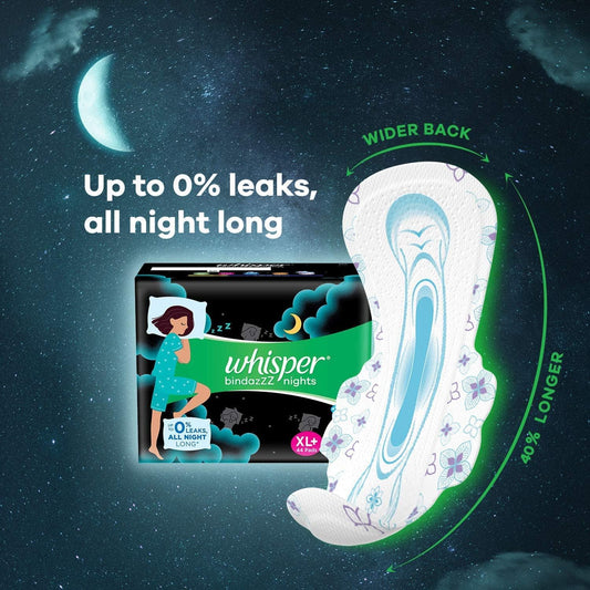 Whisper Ultra Night Sanitary Pads for Women, XL+ 15 Napkins