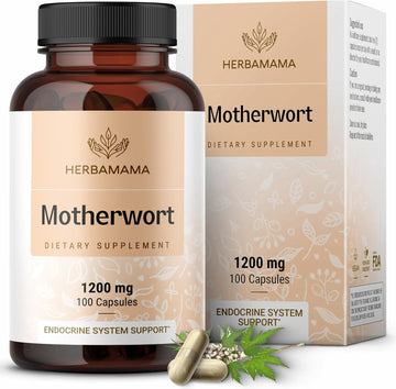 Herbamama Motherwort Capsules - 1200 Mg Motherwort Herb Powder Calm Supplements - Women'S Health Calming Capsules - Vegan, Non-Gmo - 100 Caps