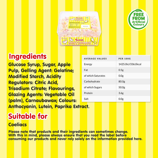 Swizzels Sweet Tubs Sweet Teeth N Toothbrush Foam Gums Fruit Flavour Gums Sharing Tub Of Sweets Free From Artificial Colours 120 Sweets Approximately