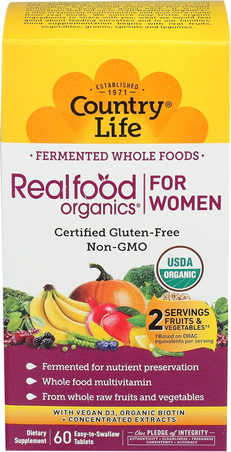 Country Life Realfood Organics - Women'S Daily Nutrition Multivitamin - 60 Easy-To-Swallow Tablets