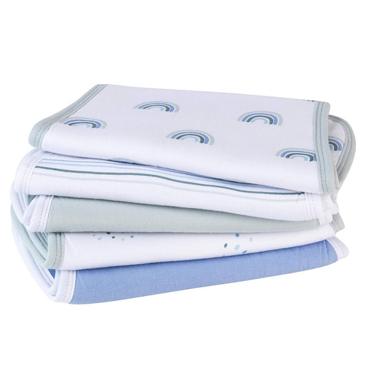 Ely'S & Co. Baby Burp Cloths - 5Pc Hourglass Shape With Extra Absorbent - Baby Bibs & Burp Cloths Baby Girl And Baby Boy, Newborn Essentials (Blue Rainbow Combo)