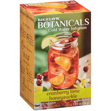 Bigelow Botanicals Cold Water Infusion Cranberry Lime Honeysuckle Herbal Tea, Caffeine Free Tea With Cranberry, Lime And Honeysuckle Flavor, 18 Count Box (Pack Of 6), 108 Total Tea Bags