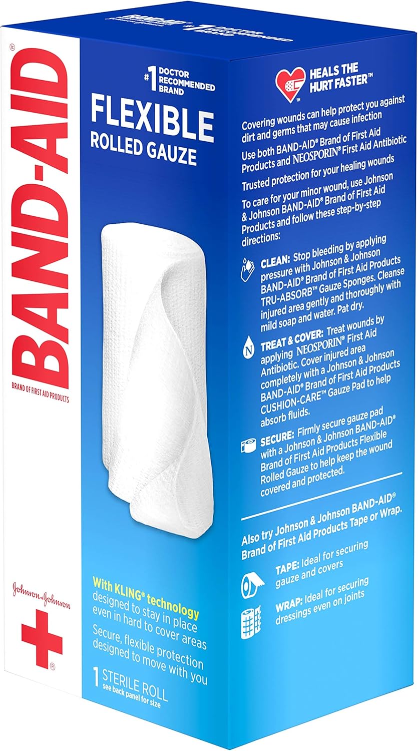 Band-Aid First Aid Covers Kling Large Rolled Gauze, (Pack of 3) : Health & Household