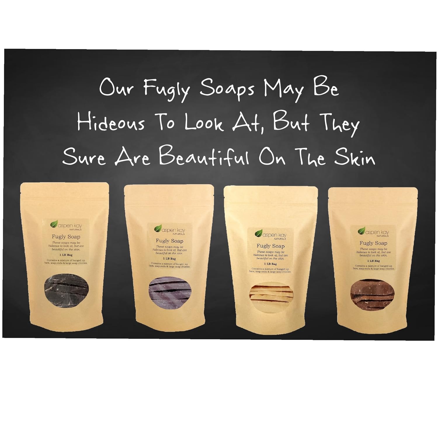 Aspen Kay Naturals - 1 Pound Bag Of Fugly Soap, A Mixture Of Banged Up Bars, Soap Ends & Soap Chunks. Natural & Organic Soap. (Lavender & Goats Milk) : Beauty & Personal Care