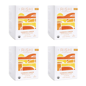 Rishi Tea Turmeric Ginger Herbal Tea | Immune Support, Usda Certified Organic, Caffeine-Free, Ayurvedic, Energy-Boosting, Citrus Flavors For Taste | 15 Sachet Bags, 1.75 Oz (Pack Of 4)