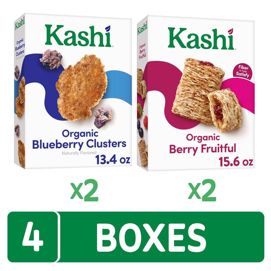 Kashi Cold Breakfast Cereal, Family Breakfast, Organic Fiber Cereal, Variety Pack (4 Boxes)