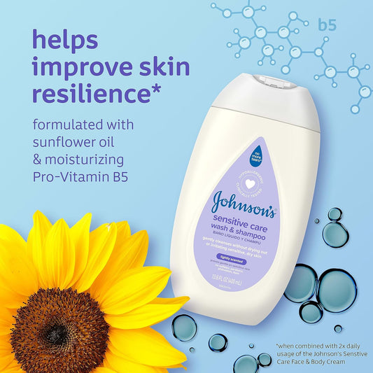 Johnson'S Daily Moisturizing 2-In-1 Body Wash And Shampoo For Dry, Sensitive Skin, Lightly Scented, Tear-Free, Hypoallergenic, 13.6 Fl. Oz
