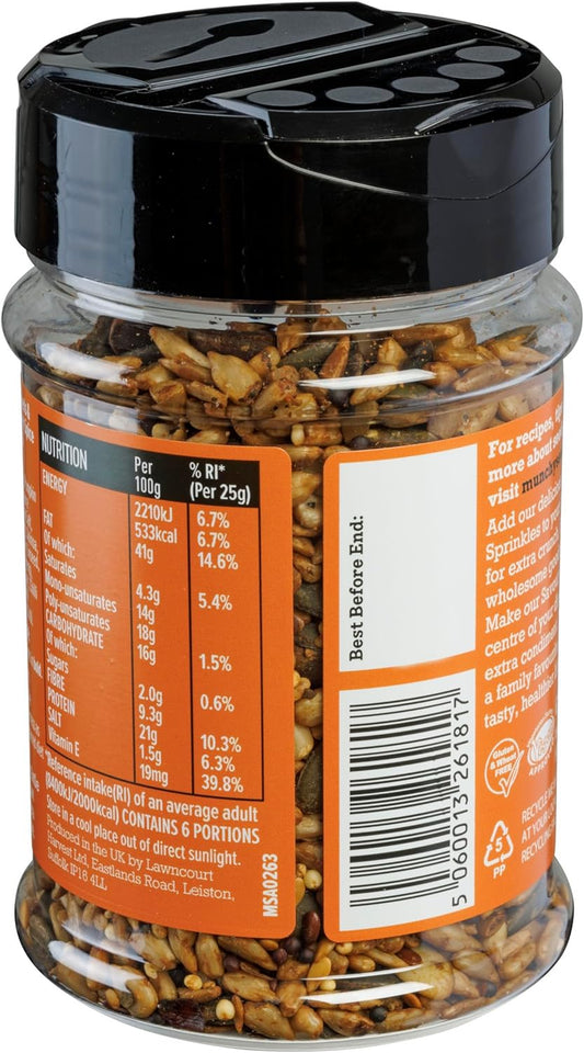 MUNCHY SEEDS Spicy Peri Peri 150g - Lightly Toasted Peri peri Seeds in a Convenient Shaker with a Spicy Kick, Great for Snacking, Topping Salads, Adding Heat to Dishes - Gluten-Free Shaker : Amazon.co.uk: Grocery