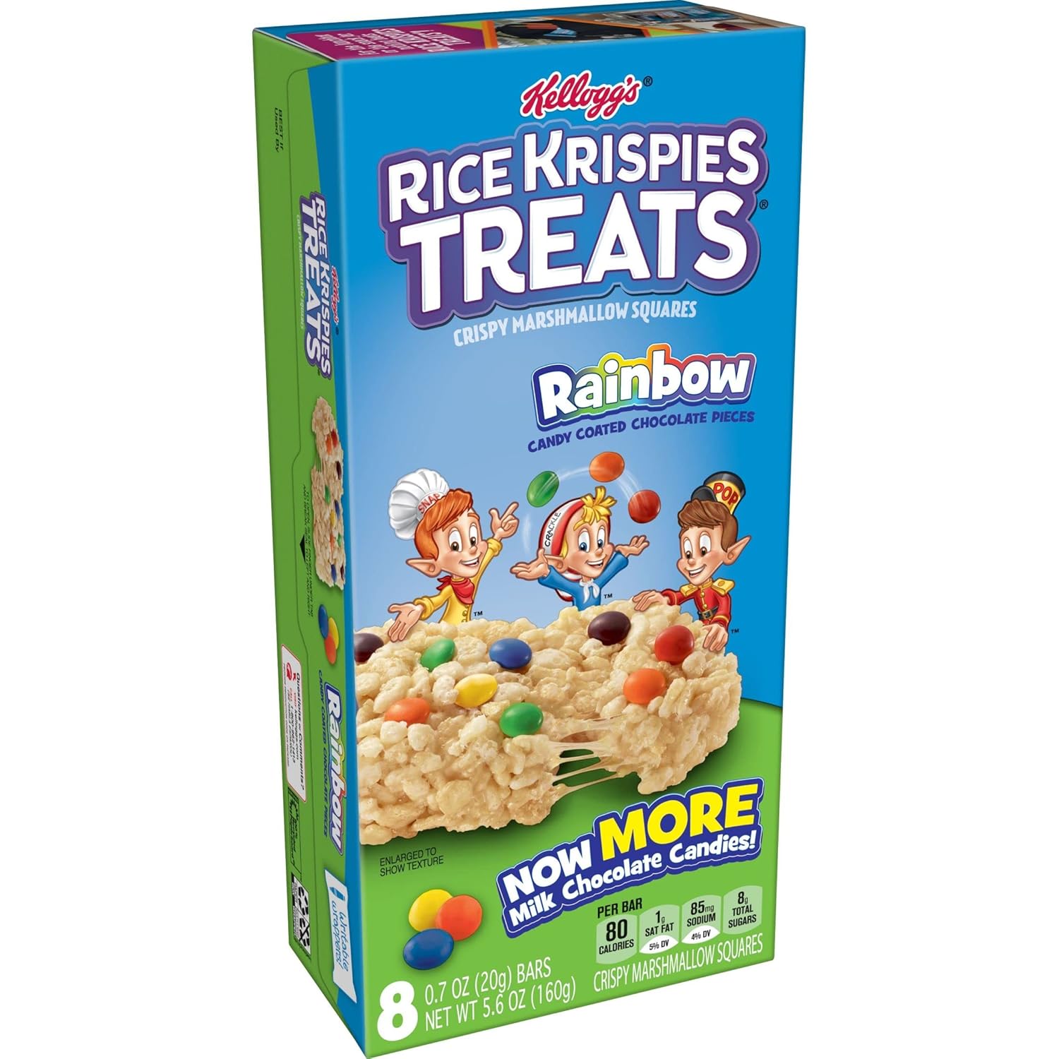 Rice Krispies Treats Marshmallow Snack Bars, Kids Snacks, School Lunch, Rainbow (12 Boxes, 96 Bars)