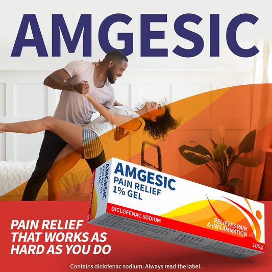 Amgesic Pain Relief 1% Gel 100G– Relief Diclofenac Gel – Anti-Inflammatory Gel For Back Pain Relief, Muscle Aches, Stiff Joints And Swelling