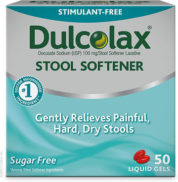 Dulcolax Stool Softener Laxative Liquid Gel Capsules (50ct) Gentle Relief, Docusate Sodium 100mg