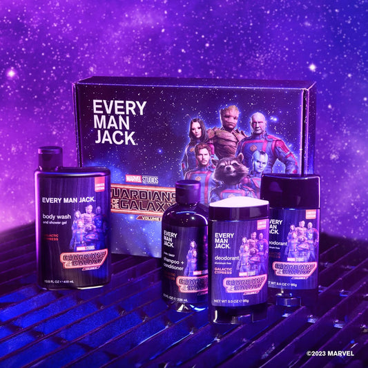 Every Man Jack Guardians Of The Galaxy Body Set - Perfect For Every Guy & Marvel-Lover - Bath & Body Marvel Gift Set - Clean Ingredients & Incredible Scents - Body Wash, Shampoo & Deodorant - 2 Pack