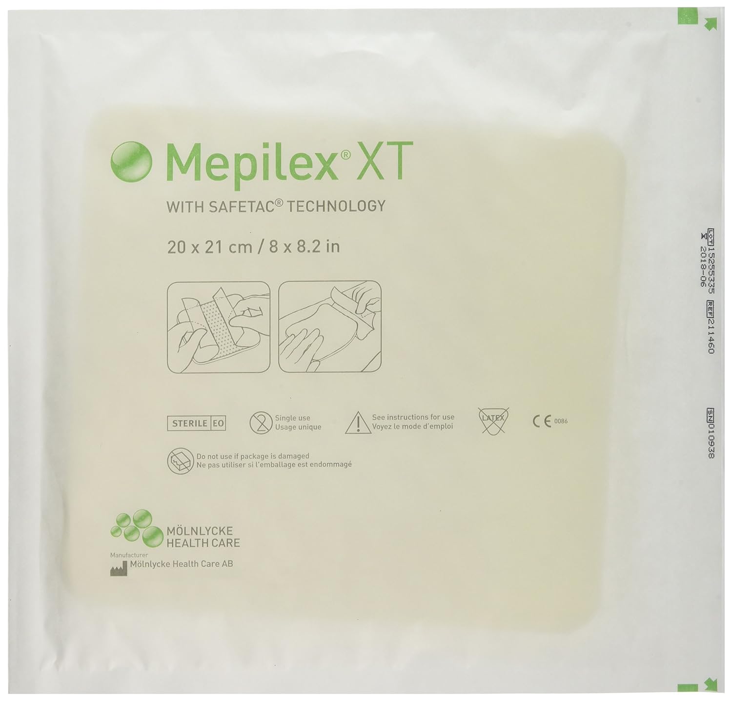 Mepilex 211460 Specialist Foam Silicone Dressing, Non Bordered, 20 Cm X 21 Cm (Pack Of 5)