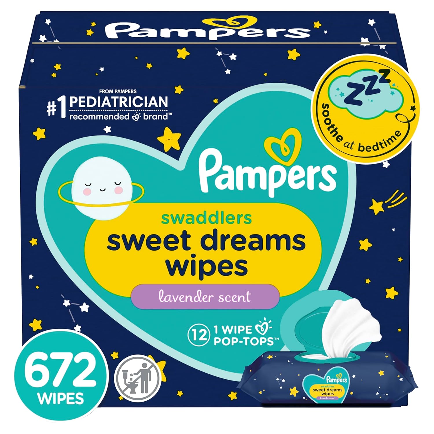 Pampers Baby Wipes Swaddlers Sweet Dreams 12X 672 Count