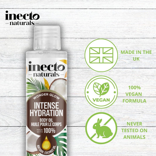 Inecto Naturals Very Smoothing Body Oil, Coconut 200Ml. Post-Shower Moisturiser For Hydrating Body Care