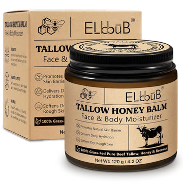 Whipped Tallow Cream For Face & Body - 100% Grass-Fed Beef Tallow, Natural Honey & Beeswax Moisturizer, Deep Hydration & Nourishment, Oil-Free & Unscented, Fast Absorbing