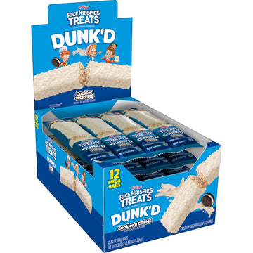 Rice Krispies Treats Dunk'D Marshmallow Snack Bars, Kids Snacks, School Lunch, Cookies 'N' Creme, 37.2Oz Box (12 Bars)