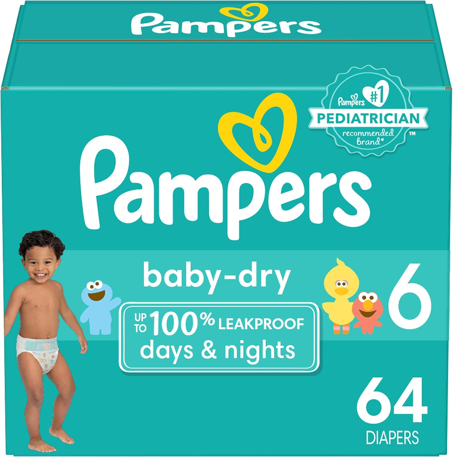 Pampers Baby Dry Diapers - Size 6, 64 Count, Absorbent Disposable Diapers