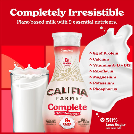 Califia Farms - Complete Plant Based Milk, 40 Oz, Dairy Free, Plant Based, Vegan, Gluten Free, Non Gmo, Pea Protein