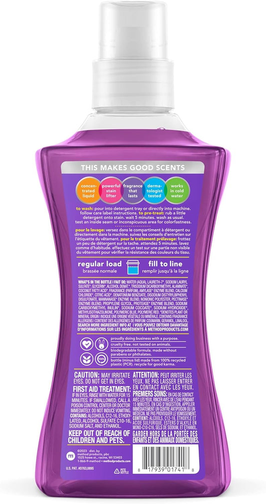 Method Liquid Laundry Detergent, Lavender + Cypress, 66 Loads Per Bottle, Biodegradable Formula, Plant-Based Stain Remover, 53.5 Fl Oz (Pack of 1)