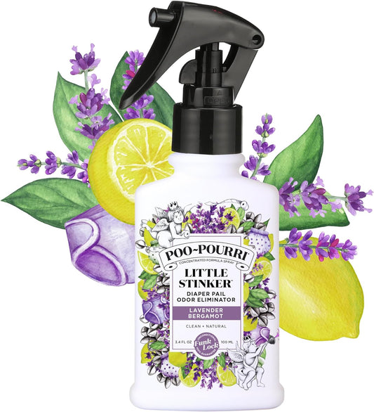 Baby-Pourri Little Stinker Diaper Pail Odor Freshener Spray, 3.4 Fl Oz - Lavender, Bergamot, Eucalyptus and Vanilla