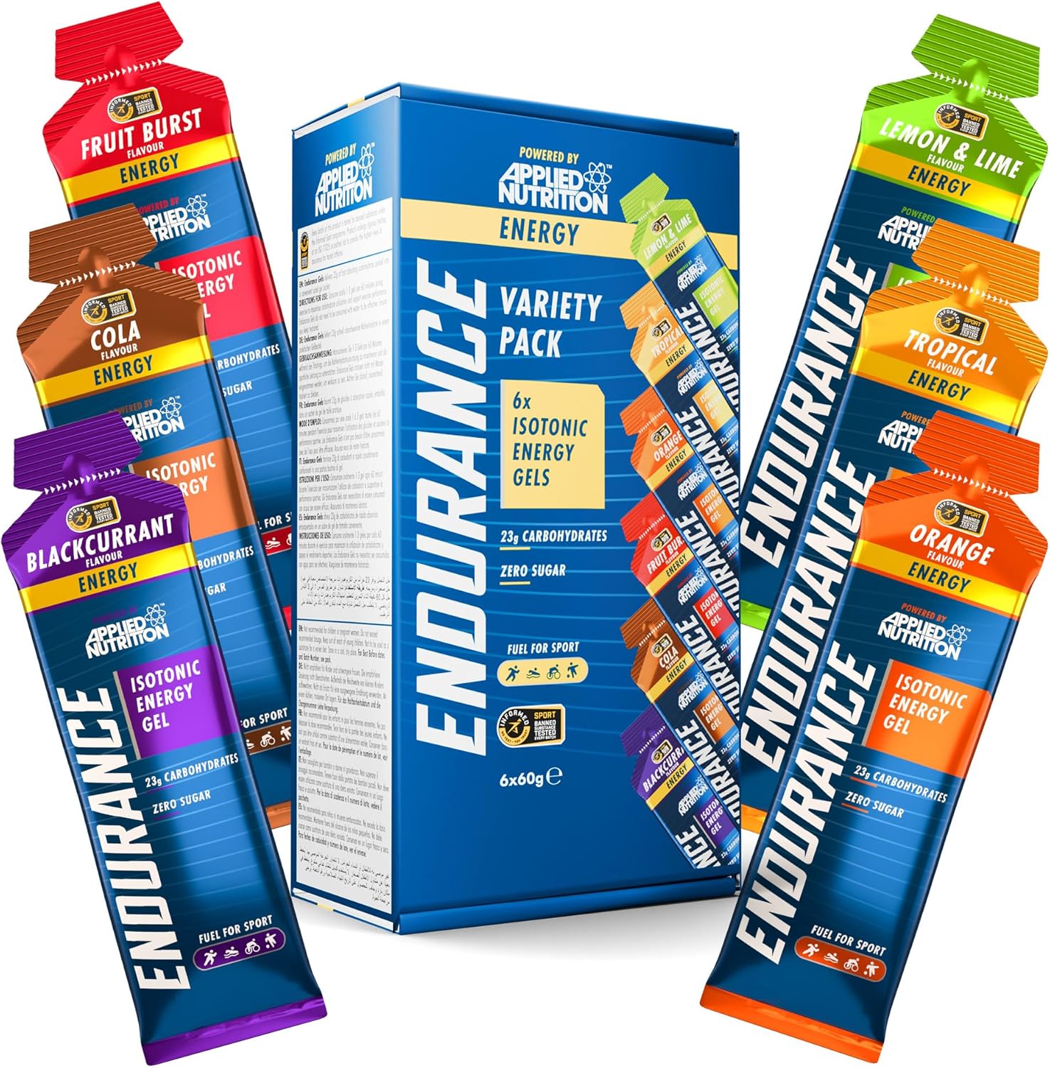 Isotonic | Caffeine Free Energy Gels | Performance-Enhancing Formula | Zero Fat Zero Sugar | 23G Carbohydrates (Pack Of 6 X 60G) (Variety Pack)