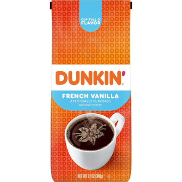 Dunkin' French Vanilla Flavored Ground Coffee, 12 Ounce (Pack of 1)