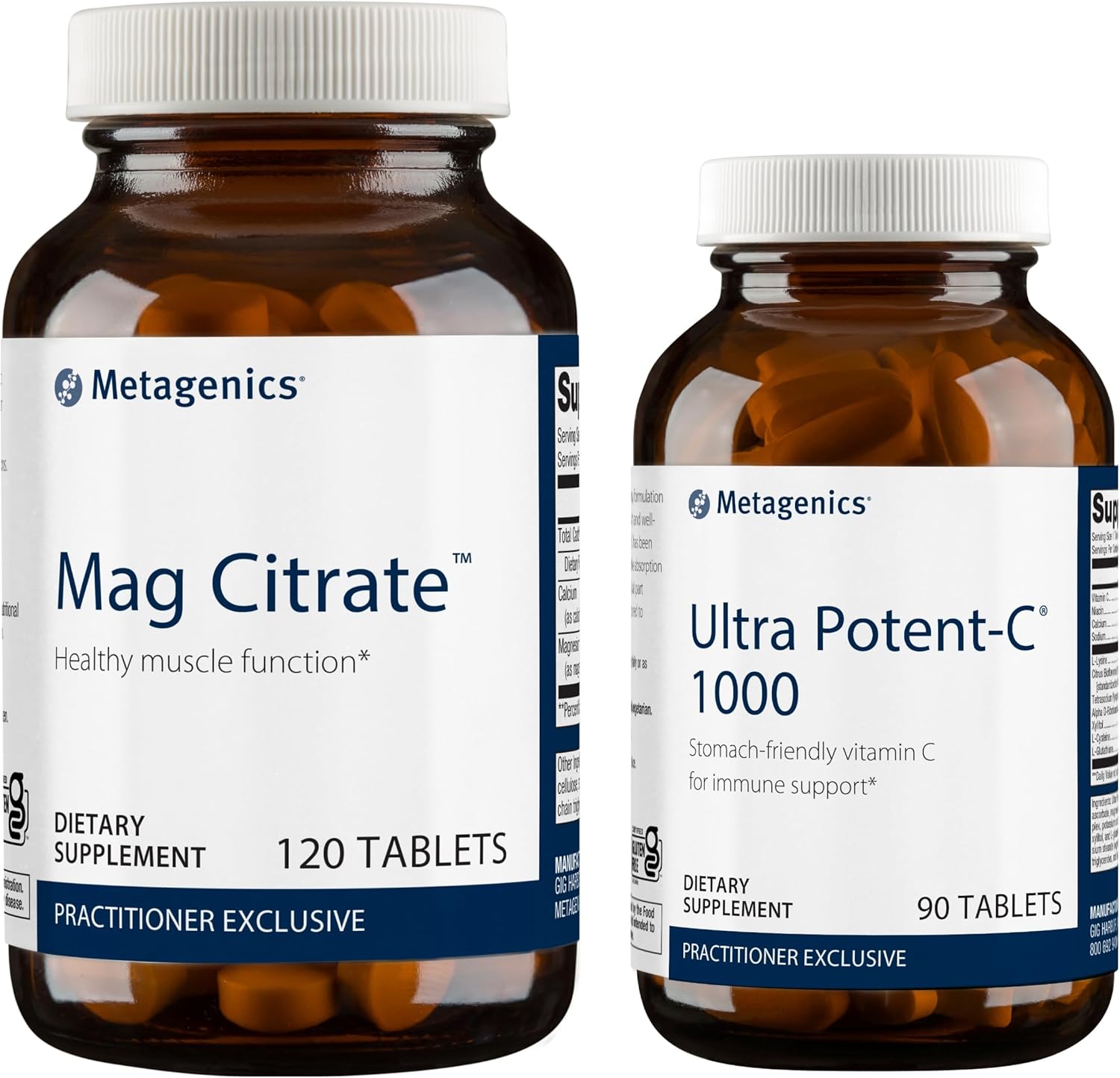 Metagenics Bundle - Mag Citrate & Ultra Potent-C 1000-120 Count Of Mag Citrate For Muscle & Bone Health Support - 90 Tablets Of Ultra Potent-C 1000 For Immune Support