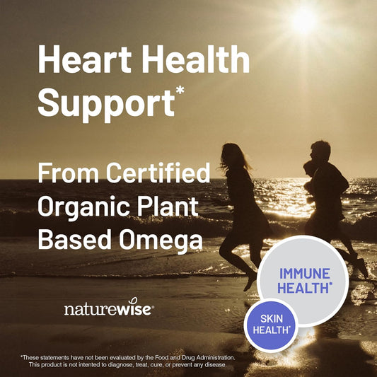 Naturewise Flaxseed Oil 1200 Mg, Fish Free Omega 3 6 9 With 720Mg Ala, Dietary Supplement For Heart Health Support - Organic, Cold Pressed, Non-Gmo - 60 Softgels[2-Month Supply]