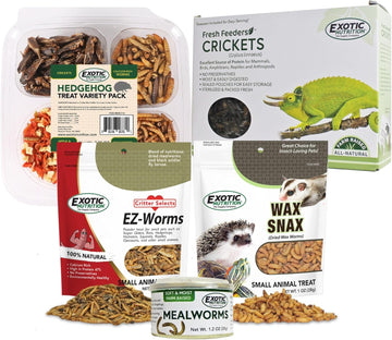 Exotic Nutrition Hedgehog Treat Sampler - Healthy Natural Treat Variety Pack - High Protein Insect Variety Pack For Pet Hedgehogs