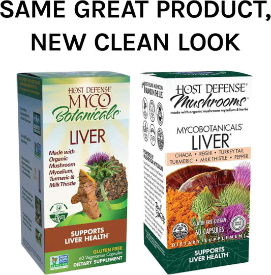 Host Defense, MycoBotanicals Liver Capsules, Supports Liver Health and Detoxification, Mushroom and Herb Supplement, 60 Capsules, Unavored