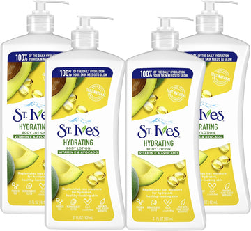 St. Ives Hydrating Hand & Body Lotion Moisturiser For Dry Skin Vitamin E & Avocado Made With 100% Natural Moisturisers 21 Oz (Pack Of 4)