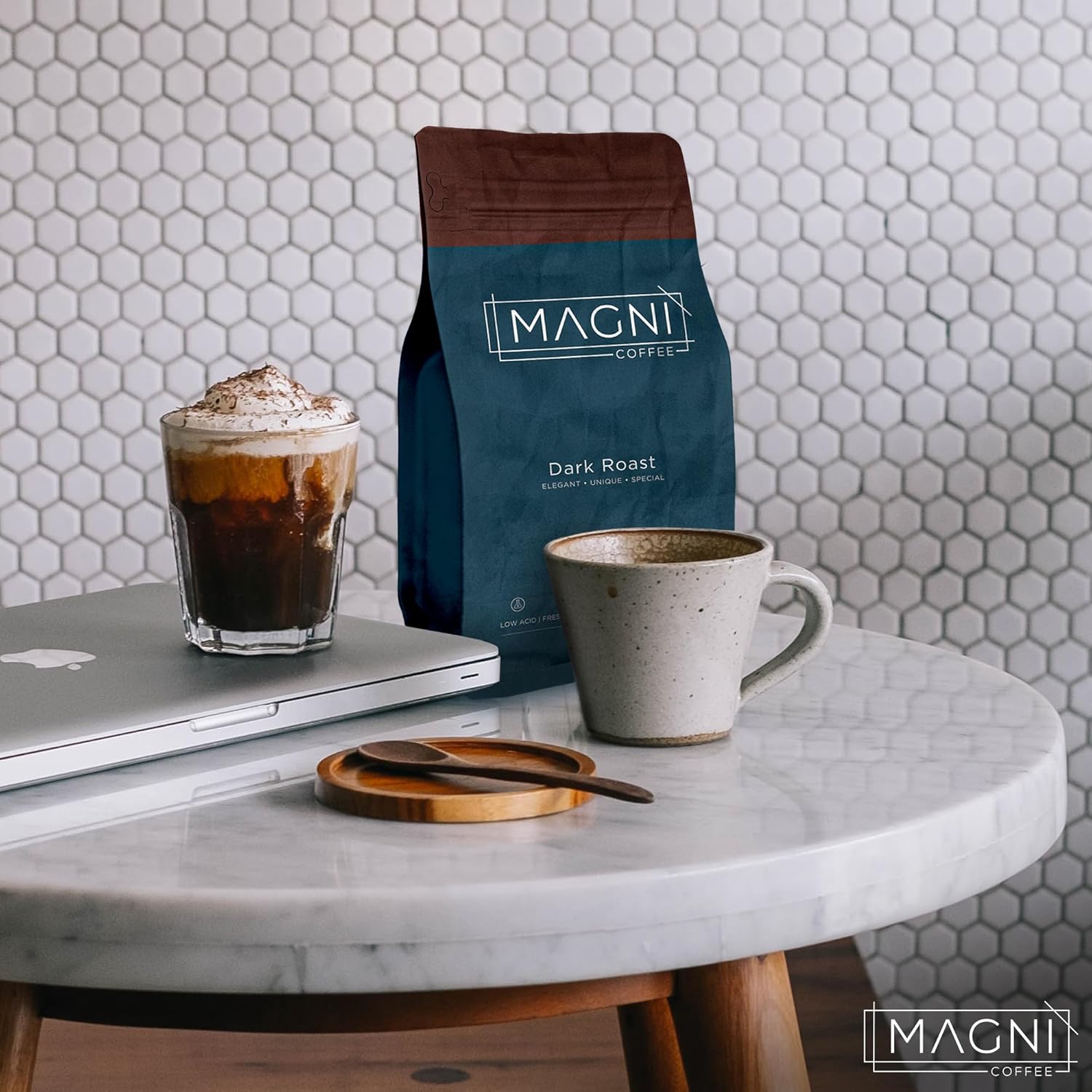 Magni Coffee - Whole Bean - Dark Roast - Low Acid - Single Origin Usda Organic Non-Gmo Beans Third Party Tested For Mycotoxins & Pesticides - Fair Trade -12 Oz