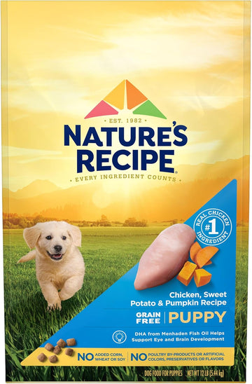 NatureS Recipe Grain Free Puppy Chicken, Sweet Potato & Pumpkin Recipe Dry Dog Food, 12 Lb. Bag