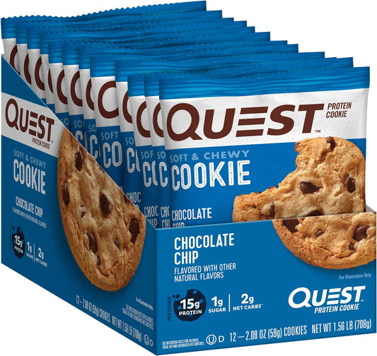 Quest Nutrition Chocolate Chip Protein Cookie; Keto Friendly; High Protein; Low Carb; 12 Count