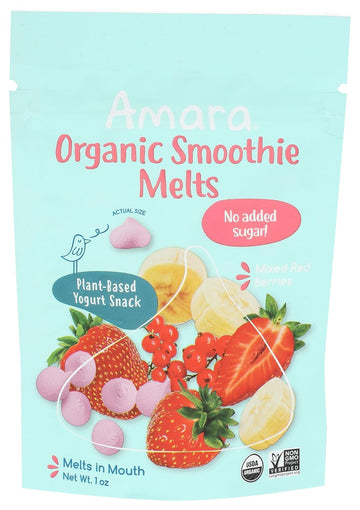 Amara Organic Mixed Red Berries Yogurt Snack Smoothie Melts, 1 Oz