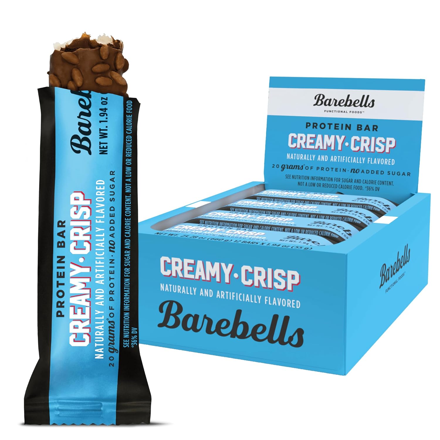 Barebells Protein Bars Creamy Crisp - 12 Count, 1.9Oz Bars With 20G Of High Protein - Chocolate Protein Bar With 1G Of Total Sugars - Perfect On The Go Protein Snack & Breakfast Bar