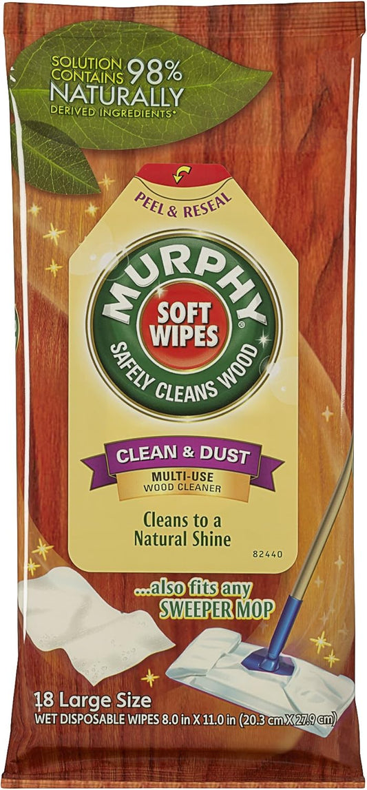 Murphy'S Oil Wet Disposable Soft Wipes, Large, 18 Count