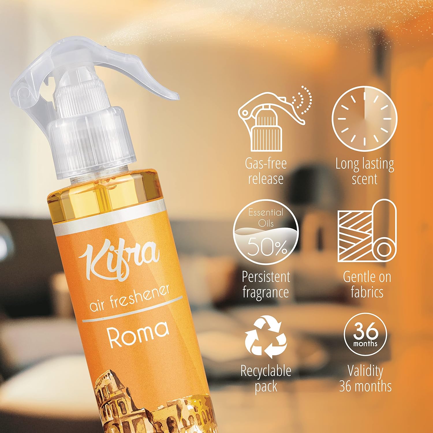 KIFRA ROMA Concentrated Room Fragrance Spray 6.76 Fl Oz 200ml : Automotive