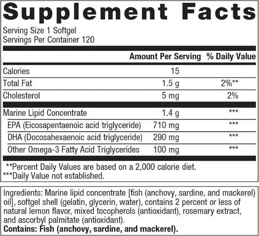 Metagenics Omegagenics Fish Oil Epa-Dha 1000 - Omega-3 Fish Oil Supplement - For Heart Health, Musculoskeletal Health & Immune System Health* - With Dha & Epa - 120 Softgels